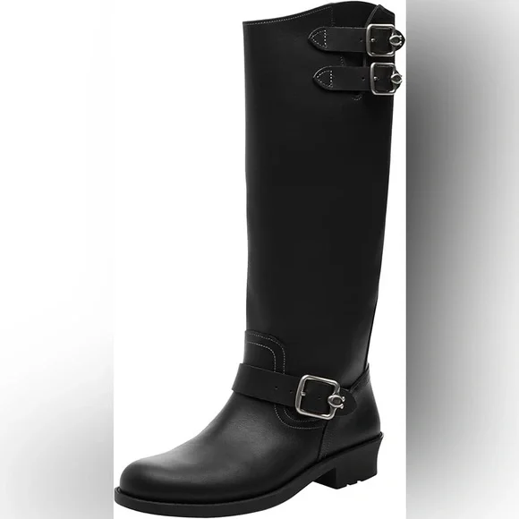 Coach Daria Buckled Tall Moto Boots Sz 8 BNWB - Picture 3 of 9